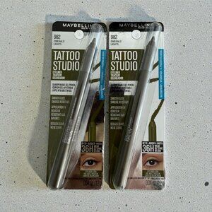 MAYBELLINE Tattoo Studio 982 Emerald Lights Set of 2 Eyeliners NEW NIP